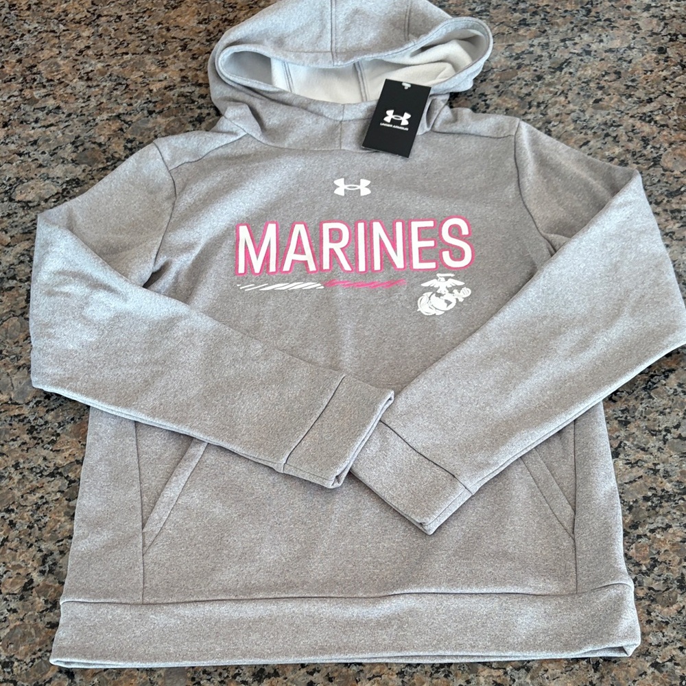 Under Armour Gray Kids Marines Hoodie Brand New With Tags Size Large